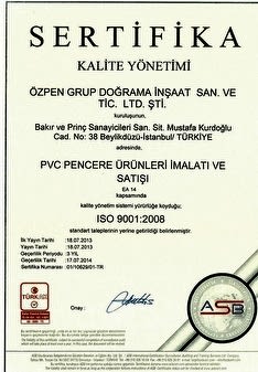 Kalite Belgesi - ISO